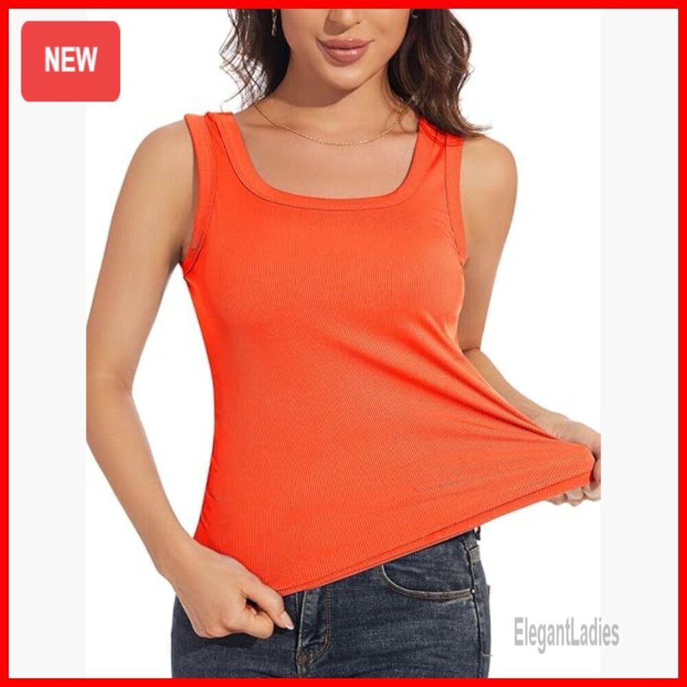 Slim Fit Ribbed Tank Top Sleeveless Scoop Neck Summer Basic